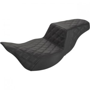 SADDLEMEN Black Lattice Stitched Step Up Seat - 808-07B-175E