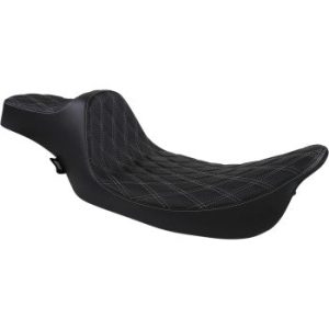 DRAG SPECIALTIES Black Double Diamond Extended Reach Predator III Seat w/Silver Stitching - 0801-1370