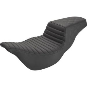 SADDLEMEN Black Lattice Stitched Tuck N Roll Step Up Seat - 808-07B-176E