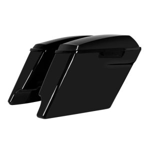 HOGWORKZ Vivid Black 4" Dual Cut Stretched Saddlebags - HW151008