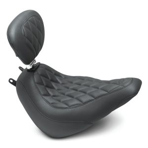 MUSTANG SEATS Black Wide Tripper Diamond Stitch Seat w/Drivers Backrest - 83007