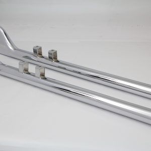 WYATT GATLING Chrome 36 in. Straight Fishtail Slip-On Mufflers - 30-0437