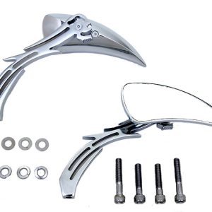 WYATT GATLING Chrome Tear Drop Mirror Set w/Solid Billet Stems - 34-0136