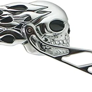 V-FACTOR Chrome/Black Flaming Skull Mirrors - 47056