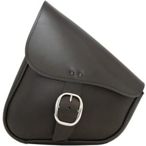 WILLIE & MAX Black Leather Triangulated Swingarm Bag w/Chrome Buckle - 59823-00