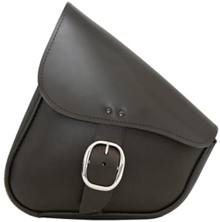 WILLIE & MAX Black Leather Triangulated Swingarm Bag w/Chrome Buckle - 59823-00