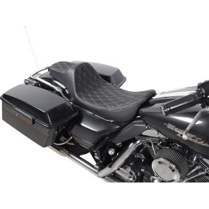 DRAG SPECIALTIES Black Predator III 2-Up Double Diamond Seat w/Black Thread - 0801-1308