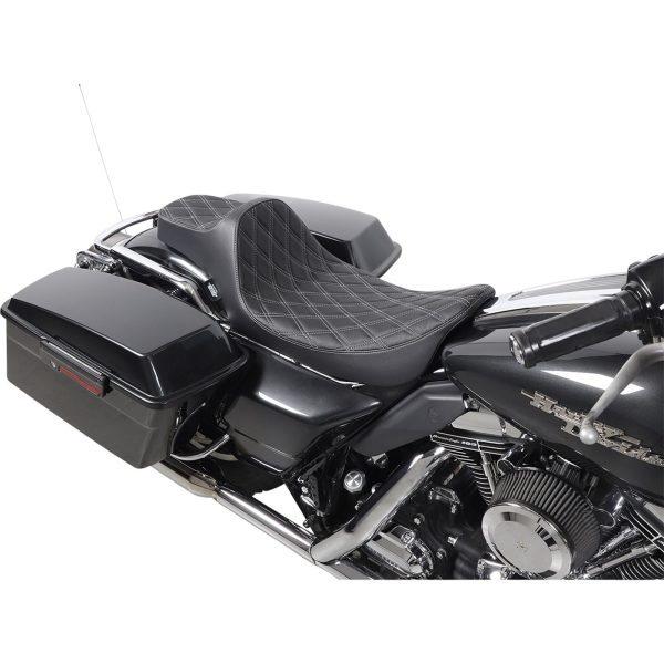 DRAG SPECIALTIES Black Predator III 2-Up Double Diamond Seat w/Black Thread - 0801-1308