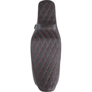 DRAG SPECIALTIES Black Double Diamond Extended Reach Predator III Seat w/Red Stitching - 0801-1371