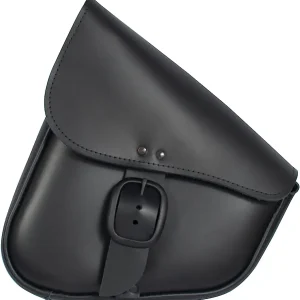 WILLIE & MAX Black Leather Triangulated Swingarm Bag w/Matte Black Buckle - 59893-00