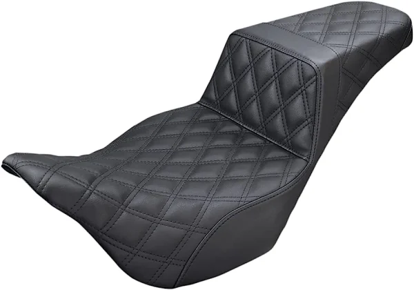 SADDLEMEN Black Lattice Stitch Step-Up Seat - 808-07B-175