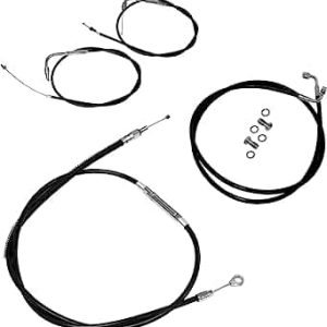 LA CHOPPERS Black Vinyl Handlebar Cable and Brake Line Kit for Use w/12 in. - 14 in. Ape Hangers - LA-8005KT-13B