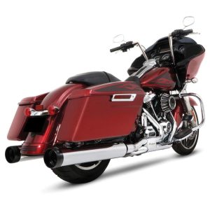 RINEHART Chrome 4.5 in. Motopro 45 Slip-On Mufflers w/BlackTradition End Caps - 500-0110T