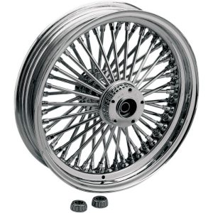 DRAG SPECIALTIES Front Chrome 18 x 3.5 Fat Daddy 50-Spoke Radially Laced Wheel for Dual Disc - 0203-0403