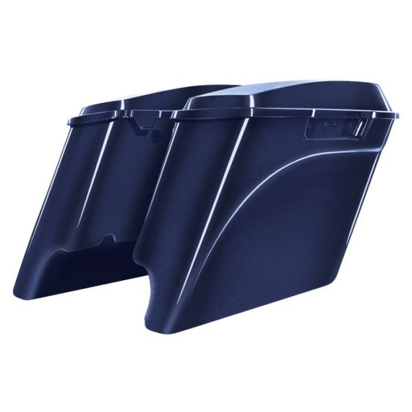 HOGWORKZ Big Blue Pearl Dual Cut Stretched Saddlebags 4 in. Extended - HW149005