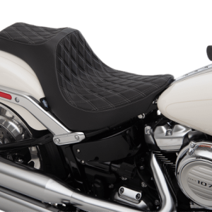 DRAG SPECIALTIES Black Predator III Double Diamond Stitch Vinyl Seat w/Black Thread - 0802-1145