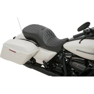 DRAG SPECIALTIES Double Diamond Stitch Forward Positioning Large Touring Seat (Approx. 2" Forward/1" Lower) - 0801-1110