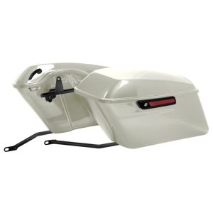 HOGWORKZ White Sand Pearl Softail Standard Saddlebag Conversion Kit W/ Black Hardware - HW167790