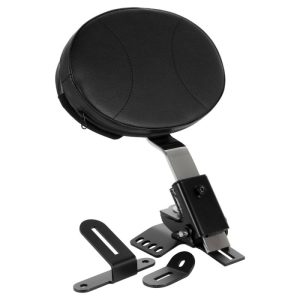 HOGWORKZ Black/Chrome Driver/Rider Backrest - HW157336