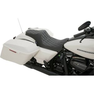 DRAG SPECIALTIES Black Predator III 2-Up Double Diamond Seat w/Silver Thread - 0801-1305