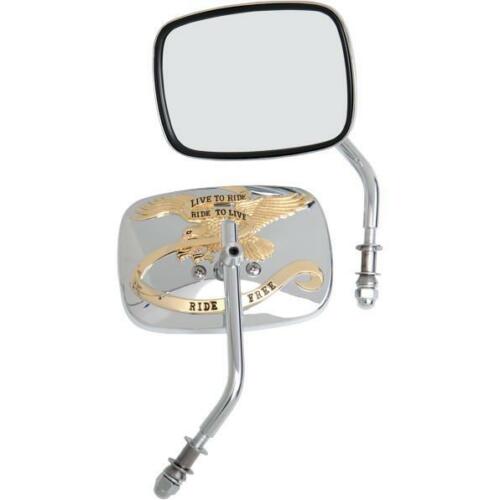 DRAG SPECIALTIES Gold Live to Ride Custom Mirrors - 0640-0476