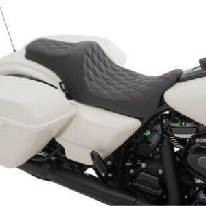 DRAG SPECIALTIES Black Double Diamond Stitch Vinyl Predator III Seat w/Black Thread - 0801-1114