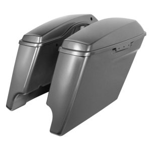 HOGWORKZ Charcoal Pearl 4" Dual Cut Stretched Saddlebags - HW151010