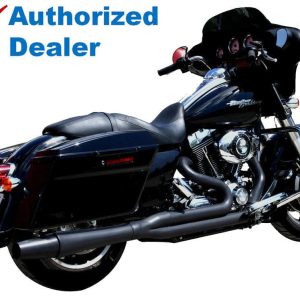 THUNDERHEADER Black Long Style High-Performance 2-Into-1 Exhaust System with Heat Shields - 1074SB